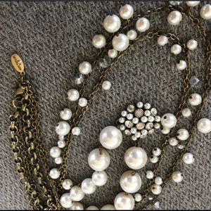 3 strand chain and pearl necklace